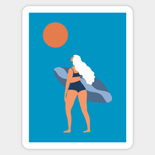 Woman with a surfboard Sticker